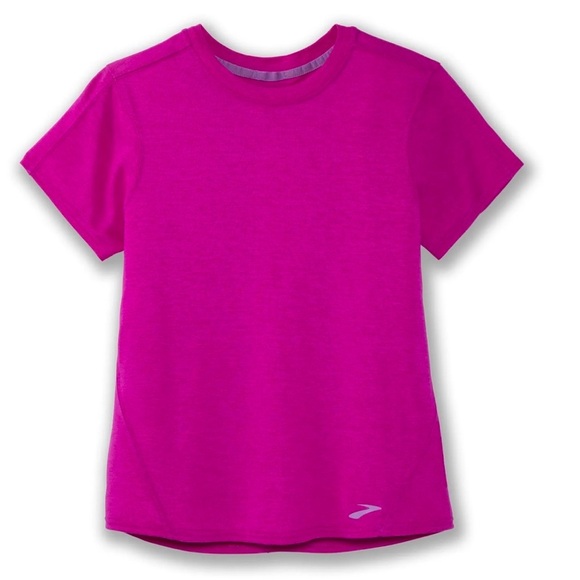 Brooks Women’s Distance Short Sleeve Tee In Heather Magenta - Picture 1 of 7